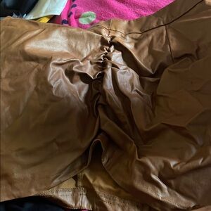 Brown Faux Leather Skirt